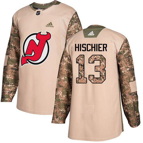 Adidas Devils #13 Nico Hischier Camo Authentic 2017 Veterans Day Stitched NHL Jersey