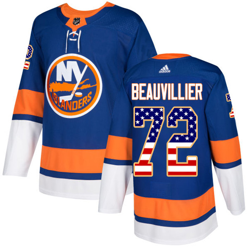 Adidas Islanders #72 Anthony Beauvillier Royal Blue Home Authentic USA Flag Stitched NHL Jersey