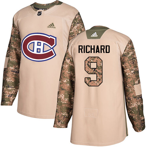 Adidas Canadiens #9 Maurice Richard Camo Authentic 2017 Veterans Day Stitched NHL Jersey