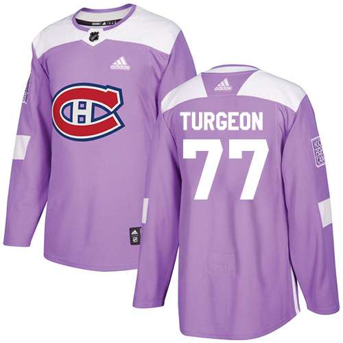 Adidas Canadiens #77 Pierre Turgeon Purple Authentic Fights Cancer Stitched NHL Jersey