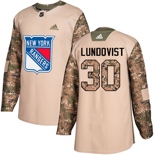 Adidas Rangers #30 Henrik Lundqvist Camo Authentic 2017 Veterans Day Stitched NHL Jersey