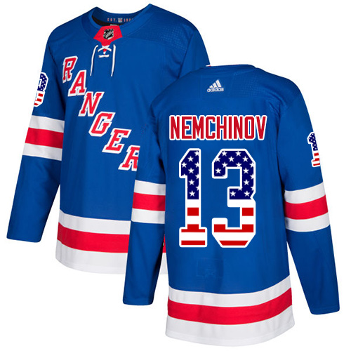 Adidas Rangers #13 Sergei Nemchinov Royal Blue Home Authentic USA Flag Stitched NHL Jersey