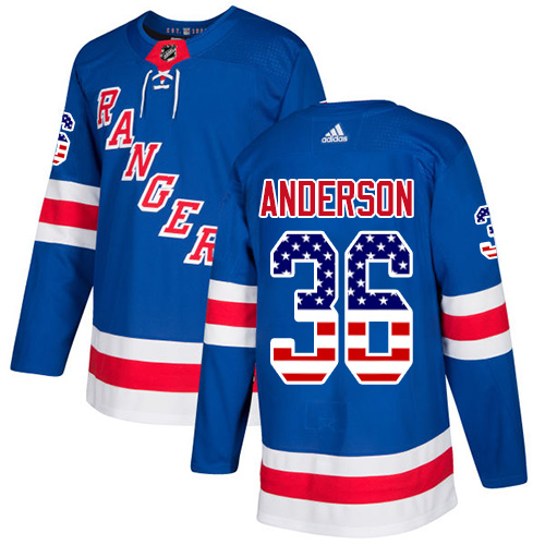 Adidas Rangers #36 Glenn Anderson Royal Blue Home Authentic USA Flag Stitched NHL Jersey