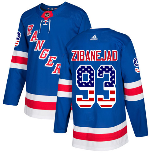 Adidas Rangers #93 Mika Zibanejad Royal Blue Home Authentic USA Flag Stitched NHL Jersey