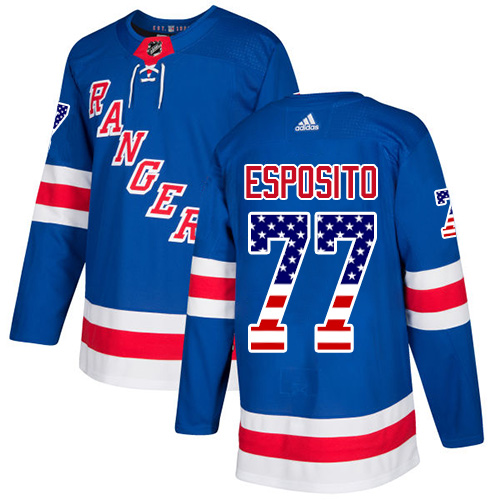 Adidas Rangers #77 Phil Esposito Royal Blue Home Authentic USA Flag Stitched NHL Jersey