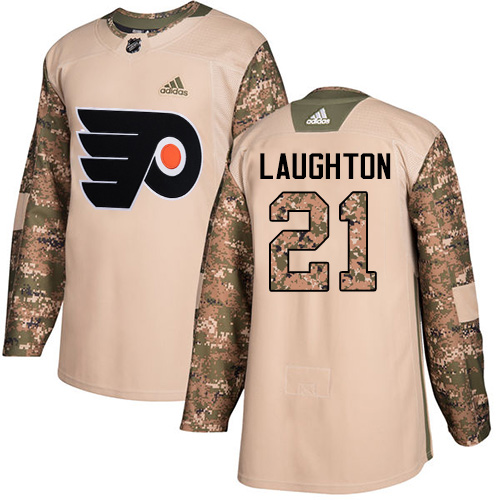 Adidas Flyers #21 Scott Laughton Camo Authentic 2017 Veterans Day Stitched NHL Jersey