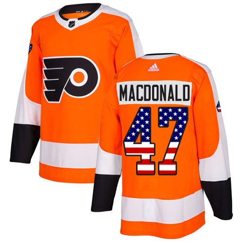 Adidas Flyers #47 Andrew MacDonald Orange Home Authentic USA Flag Stitched NHL Jersey