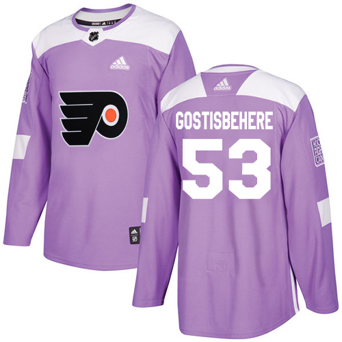 Adidas Flyers #53 Shayne Gostisbehere Purple Authentic Fights Cancer Stitched NHL Jersey