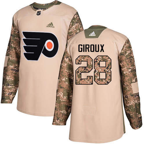 Adidas Flyers #28 Claude Giroux Camo Authentic 2017 Veterans Day Stitched NHL Jersey