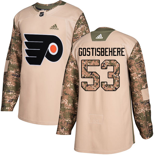 Adidas Flyers #53 Shayne Gostisbehere Camo Authentic 2017 Veterans Day Stitched NHL Jersey
