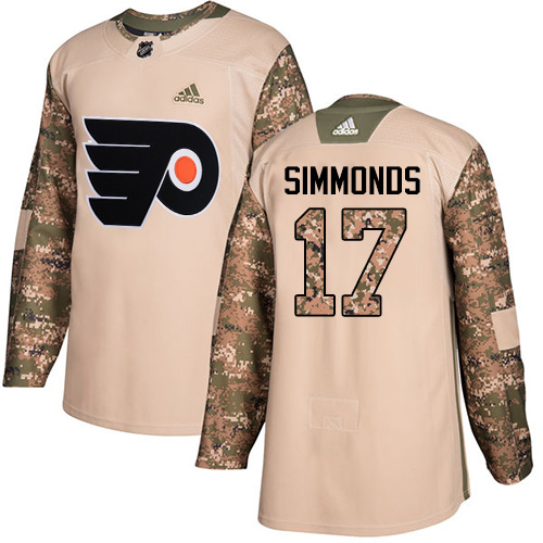 Adidas Flyers #17 Wayne Simmonds Camo Authentic 2017 Veterans Day Stitched NHL Jersey