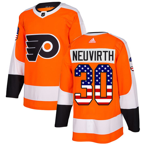 Adidas Flyers #30 Michal Neuvirth Orange Home Authentic USA Flag Stitched NHL Jersey