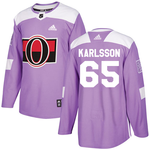 Adidas Senators #65 Erik Karlsson Purple Authentic Fights Cancer Stitched NHL Jersey