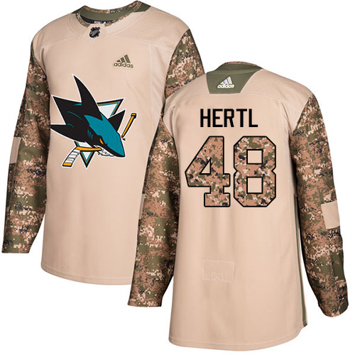 Adidas Sharks #48 Tomas Hertl Camo Authentic 2017 Veterans Day Stitched NHL Jersey