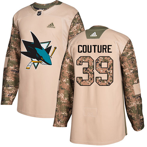 Adidas Sharks #39 Logan Couture Camo Authentic 2017 Veterans Day Stitched NHL Jersey