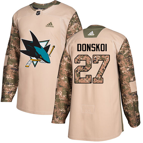 Adidas Sharks #27 Joonas Donskoi Camo Authentic 2017 Veterans Day Stitched NHL Jersey