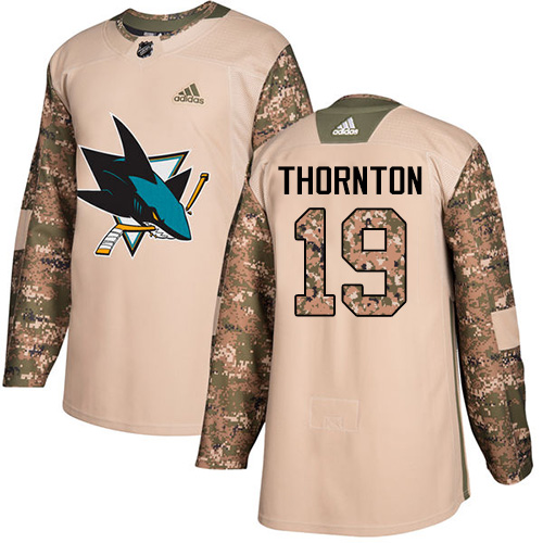 Adidas Sharks #19 Joe Thornton Camo Authentic 2017 Veterans Day Stitched NHL Jersey