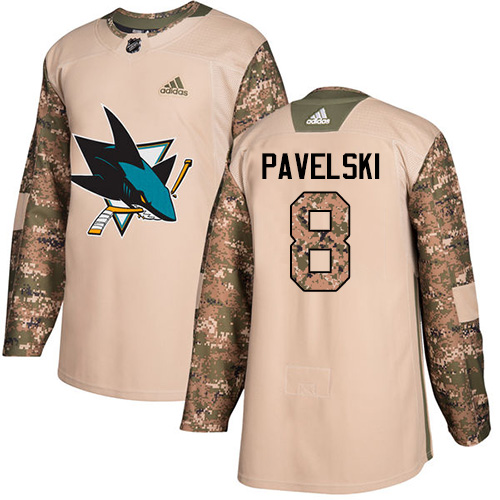 Adidas Sharks #8 Joe Pavelski Camo Authentic 2017 Veterans Day Stitched NHL Jersey