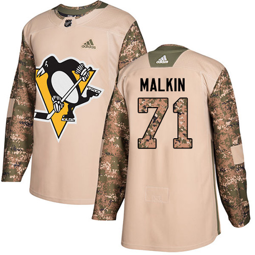 Adidas Penguins #71 Evgeni Malkin Camo Authentic 2017 Veterans Day Stitched NHL Jersey