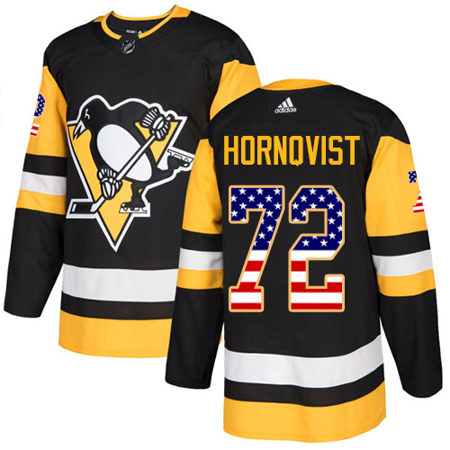 Adidas Penguins #72 Patric Hornqvist Black Home Authentic USA Flag Stitched NHL Jersey