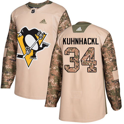 Adidas Penguins #34 Tom Kuhnhackl Camo Authentic 2017 Veterans Day Stitched NHL Jersey