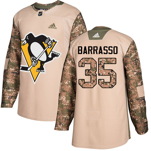 Adidas Penguins #35 Tom Barrasso Camo Authentic 2017 Veterans Day Stitched NHL Jersey