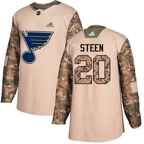 Adidas Blues #20 Alexander Steen Camo Authentic 2017 Veterans Day Stitched NHL Jersey
