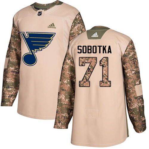 Adidas Blues #71 Vladimir Sobotka Camo Authentic 2017 Veterans Day Stitched NHL Jersey