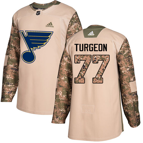 Adidas Blues #77 Pierre Turgeon Camo Authentic 2017 Veterans Day Stitched NHL Jersey