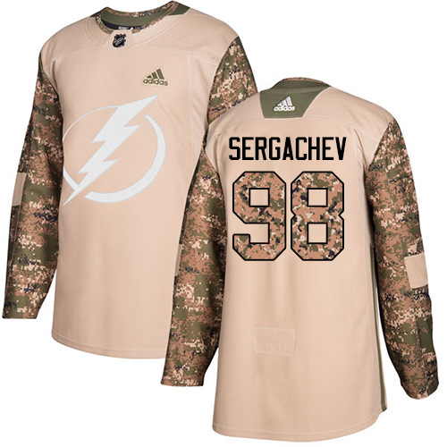 Adidas Lightning #98 Mikhail Sergachev Camo Authentic 2017 Veterans Day Stitched NHL Jersey