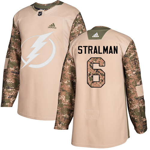 Adidas Lightning #6 Anton Stralman Camo Authentic 2017 Veterans Day Stitched NHL Jersey