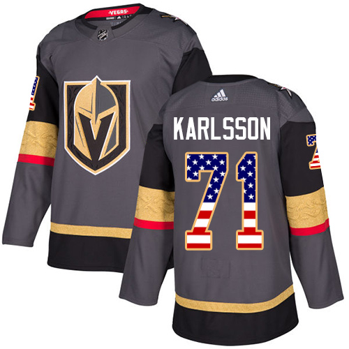 Adidas Golden Knights #71 William Karlsson Grey Home Authentic USA Flag Stitched NHL Jersey