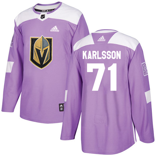 Adidas Golden Knights #71 William Karlsson Purple Authentic Fights Cancer Stitched NHL Jersey