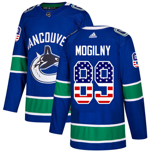 Adidas Canucks #89 Alexander Mogilny Blue Home Authentic USA Flag Stitched NHL Jersey