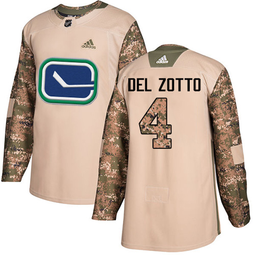 Adidas Canucks #4 Michael Del Zotto Camo Authentic 2017 Veterans Day Stitched NHL Jersey