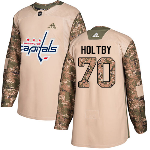 Adidas Capitals #70 Braden Holtby Camo Authentic 2017 Veterans Day Stitched NHL Jersey