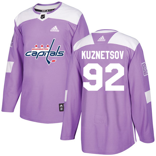 Adidas Capitals #92 Evgeny Kuznetsov Purple Authentic Fights Cancer Stitched NHL Jersey