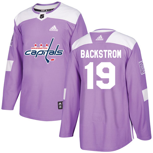 Adidas Capitals #19 Nicklas Backstrom Purple Authentic Fights Cancer Stitched NHL Jersey