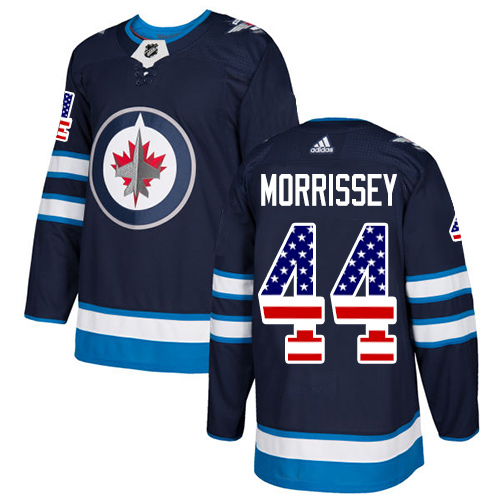 Adidas Jets #44 Josh Morrissey Navy Blue Home Authentic USA Flag Stitched NHL Jersey