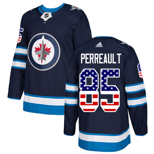 Adidas Jets #85 Mathieu Perreault Navy Blue Home Authentic USA Flag Stitched NHL Jersey