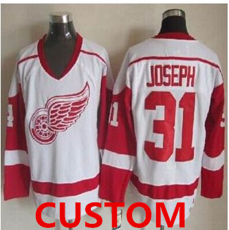 Custom Detroit Red Wings White CCM Throwback Stitched NHL Jersey