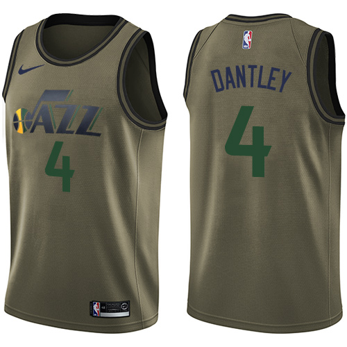Nike Jazz #4 Adrian Dantley Green Salute to Service NBA Swingman Jersey