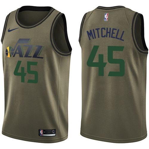 Nike Jazz #45 Donovan Mitchell Green Salute to Service NBA Swingman Jersey