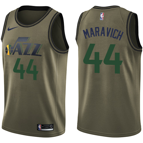 Nike Jazz #44 Pete Maravich Green Salute to Service NBA Swingman Jersey