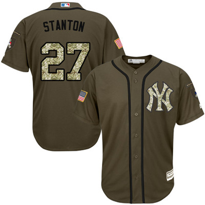Youth New York Yankees #27 Giancarlo Stanton Green Salute to Service Stitched MLB Jersey