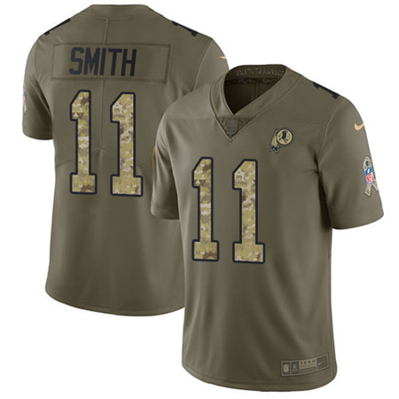Youth Nike Washington Redskins #11 Alex Smith Olive Camo Stitched NFL Limited 2017 Salute to Service Jersey