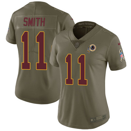 Women's Nike Washington Redskins #11 Alex Smith Olive Stitched NFL Limited 2017 Salute to Service Jersey