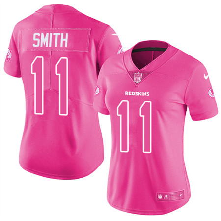 Women's Nike Washington Redskins #11 Alex Smith Pink Stitched NFL Limited Rush Fashion Jersey