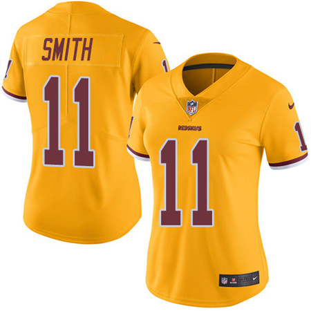 Women's Nike Washington Redskins #11 Alex Smith Gold Stitched NFL Limited Rush Jersey