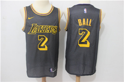 Nike Lakers #2 Lonzo Ball Black Nike City Edition Swingman Jersey